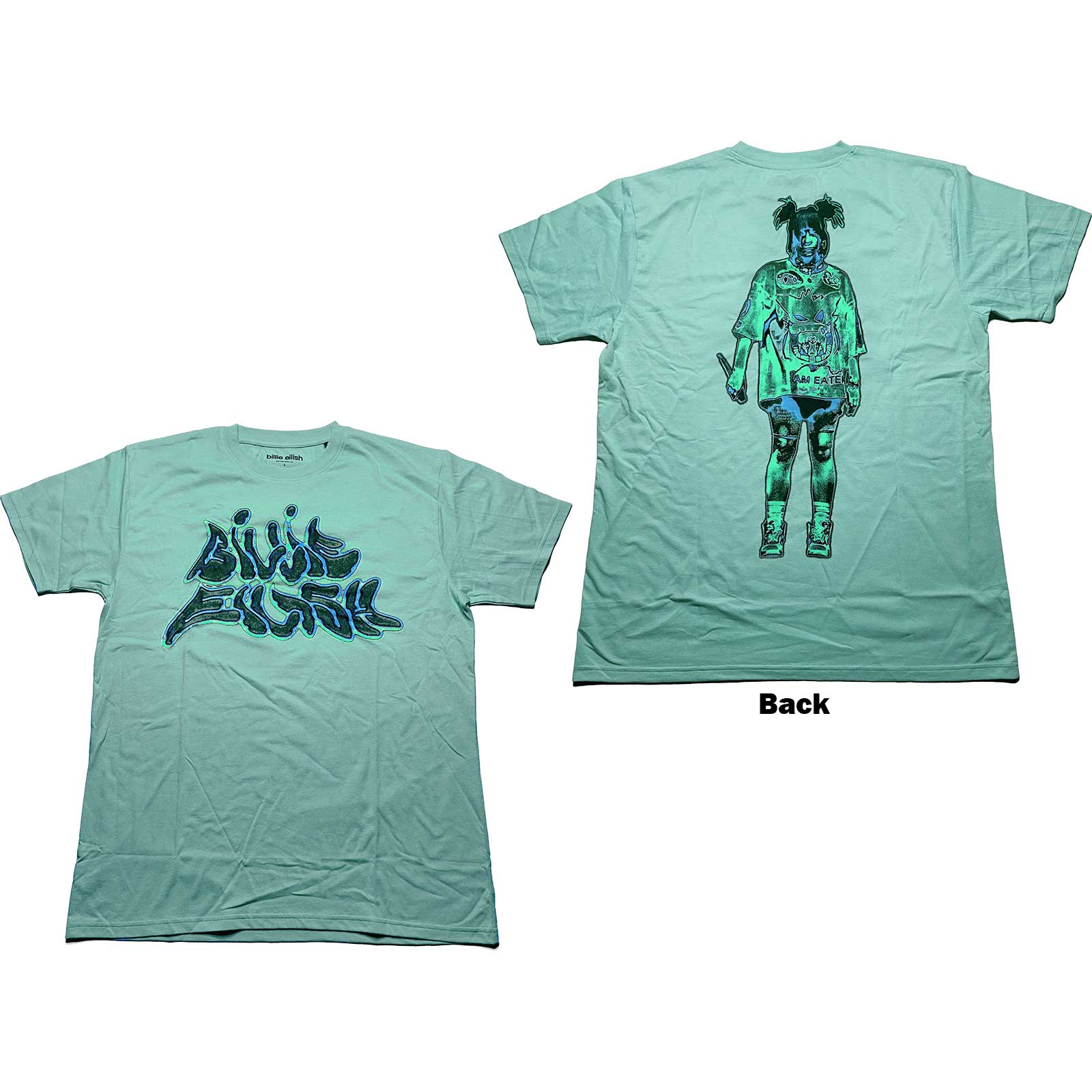 Billie Eilish tričko Neon Logo Billie Modrá S