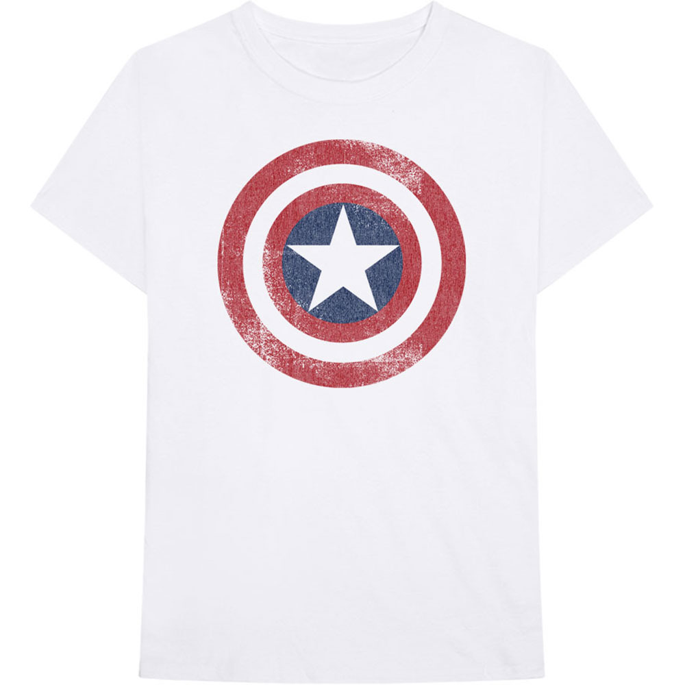 Marvel tričko Captain America Distressed Shield Biela M