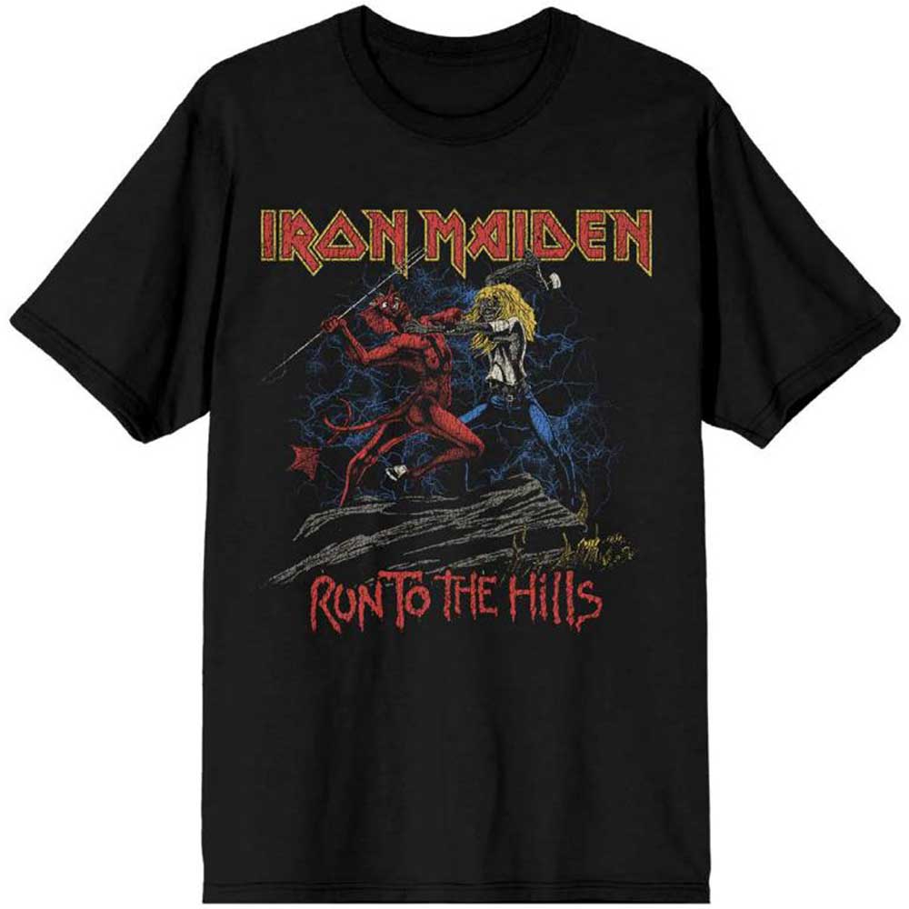 Iron Maiden tričko Number of the Beast Run To The Hills Distress Čierna XXL