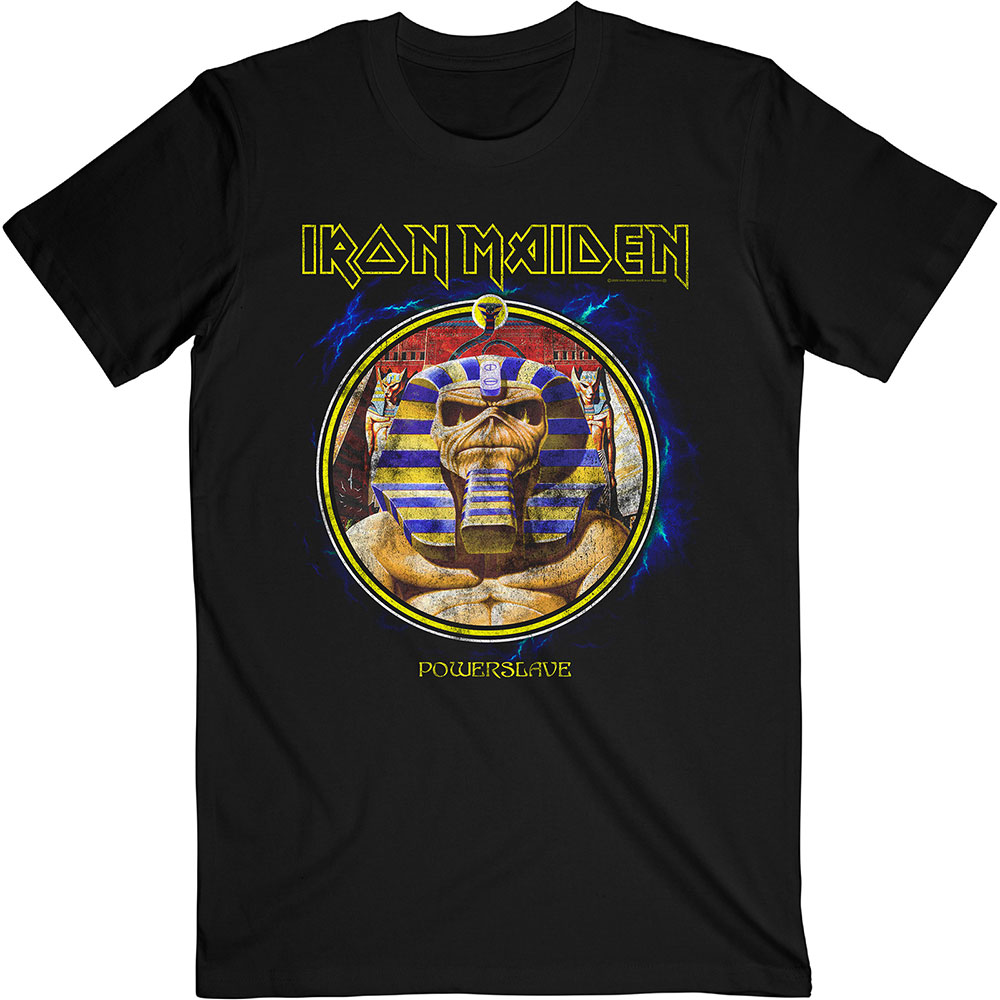 Iron Maiden tričko Powerslave Mummy Circle Čierna L