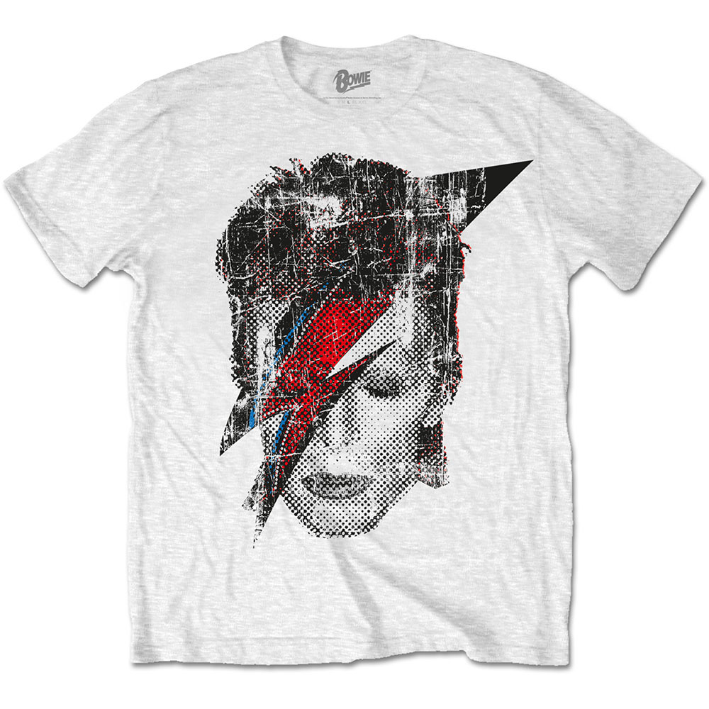 David Bowie tričko Halftone Flash Face Biela XL