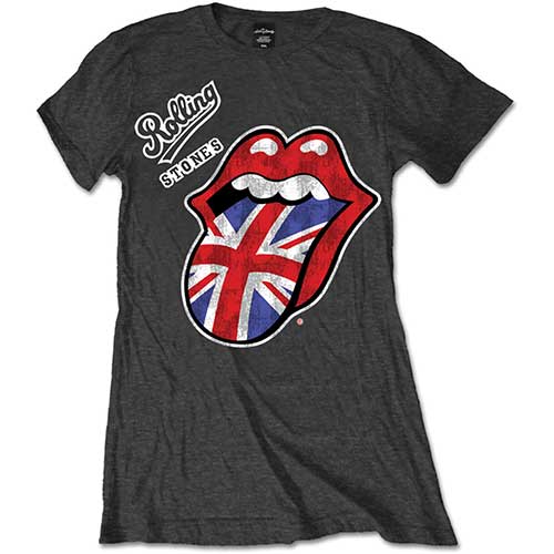 The Rolling Stones tričko Vintage British Tongue Šedá S