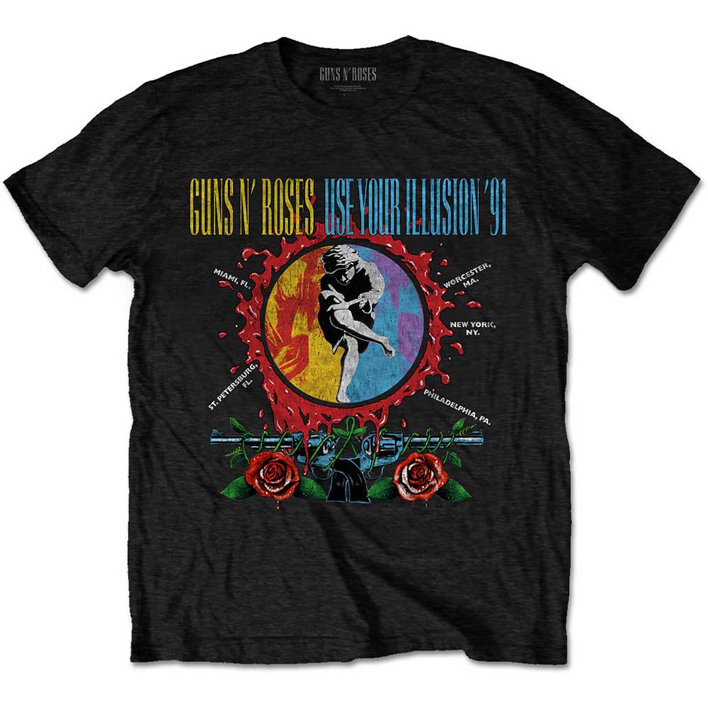 Guns N’ Roses tričko Use Your Illusion Circle Splat Čierna L