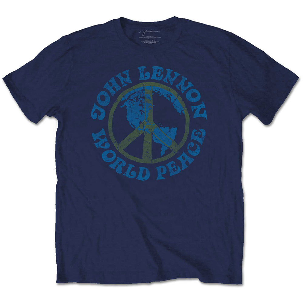 John Lennon tričko World Peace Modrá L