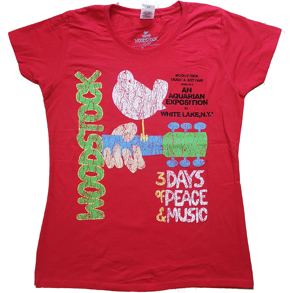 Woodstock tričko Vintage Classic Poster Červená XXL