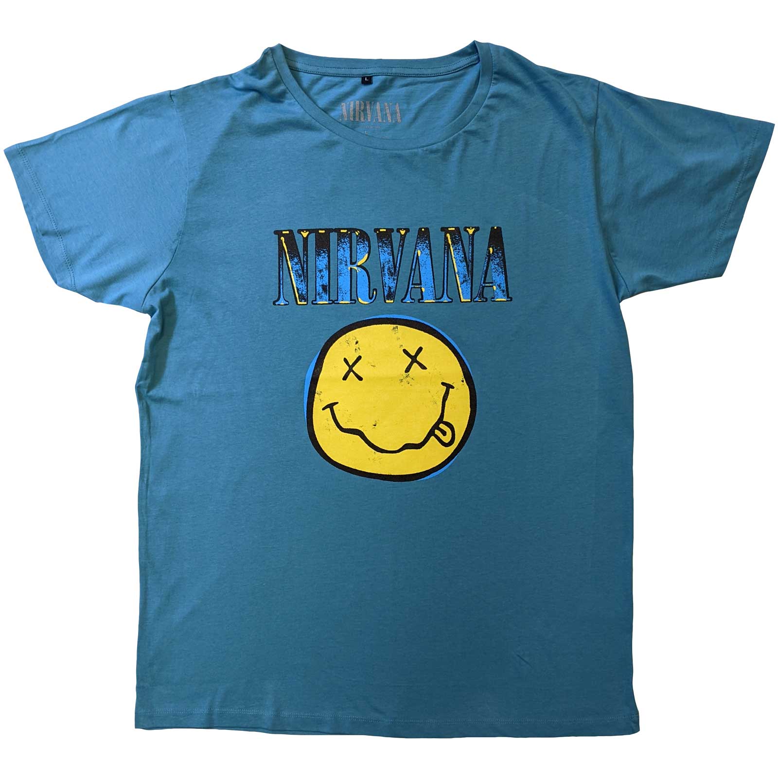 Nirvana tričko Xerox Smiley Modrá M