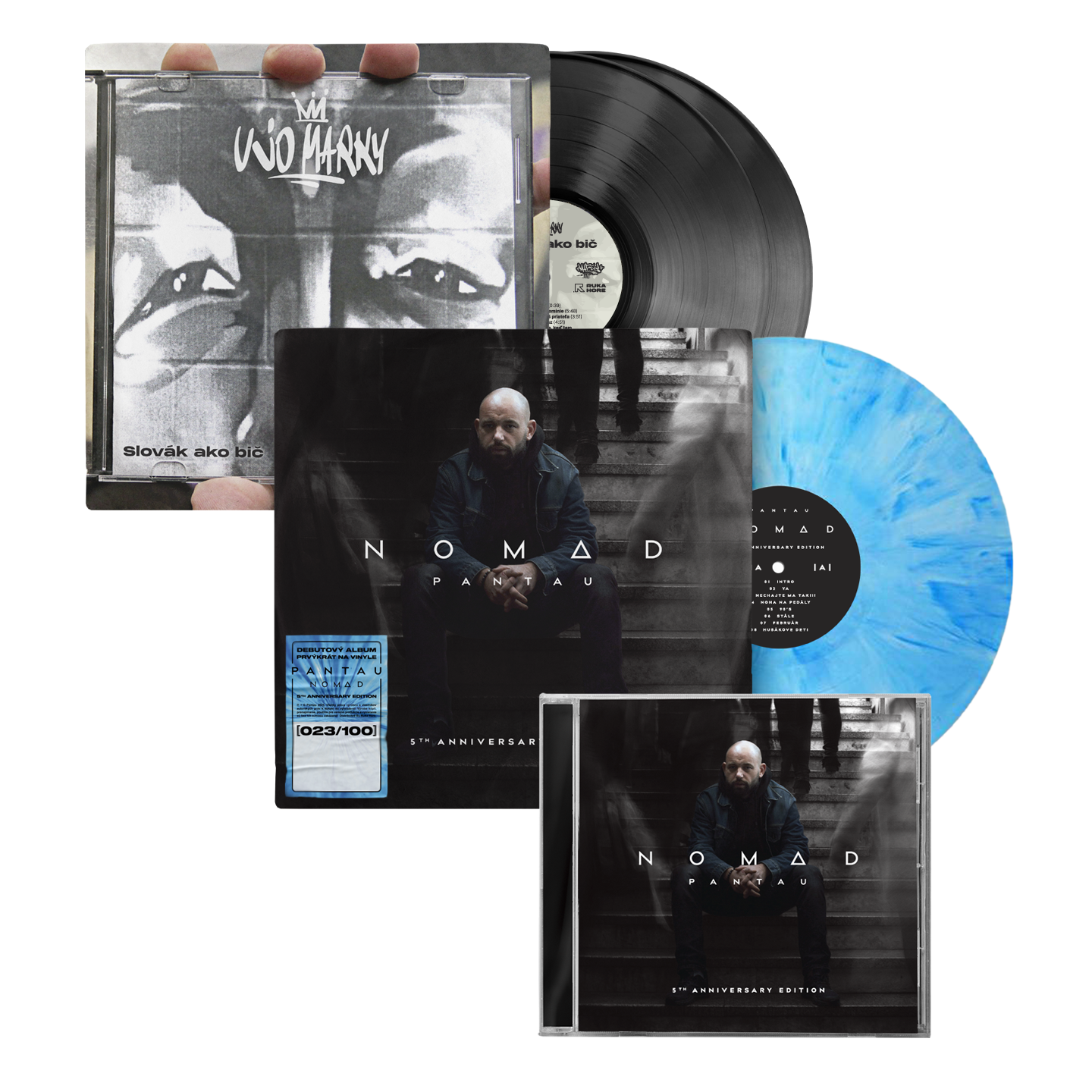 E-shop Hip Hop LP Pack: Vinyl Nomad (5th Anniversary Edition) + CD Nomad (5th Anniversary Edition) + Vinyl Ujo Marky - Slovák Ako Bič