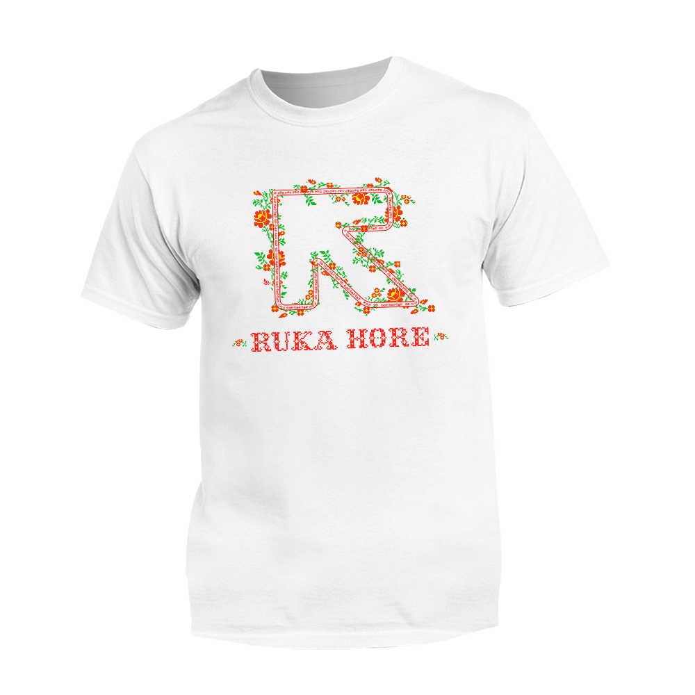 Ruka Hore tričko Logo Folk Biela XXL